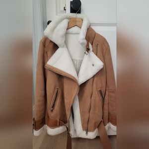 Suede fleece lined Moto Jacket